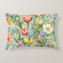 Cojín Decorativo С campo floral de primavera lleno de color. Pintur