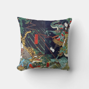 Cojín Decorativo 虎 龍, 豊 国 Dragón y Tigre, Toyokuni, Ukiyo-e