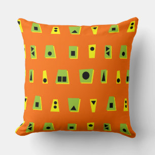 Cojín Decorativo 020216 - Verde, Amarillo y Negro sobre Naranja FF6