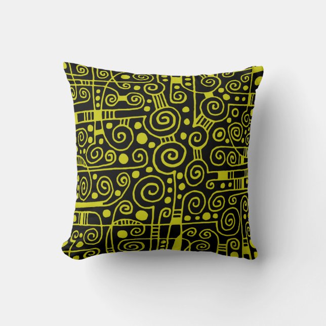 Cojín Decorativo 040512 - Amarillo bananero en negro (Anverso)