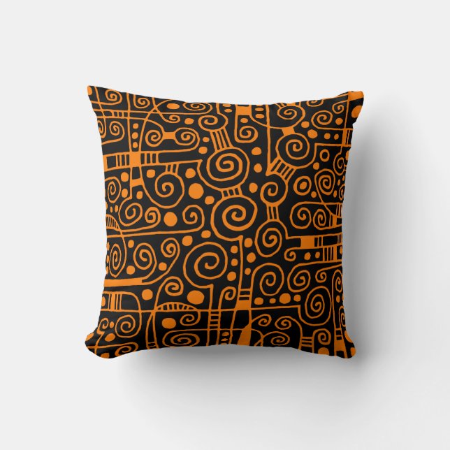Cojín Decorativo 040512 - Naranja amarillo sobre negro (Anverso)