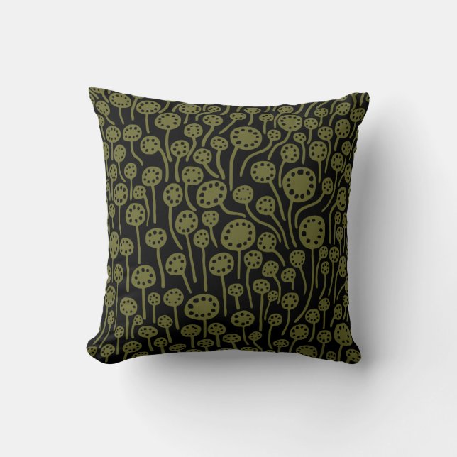 Cojín Decorativo 090512 - Oliva profunda en negro (Anverso)