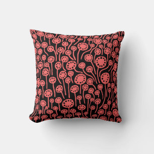 Cojín Decorativo 090512 - Rosa tropical en negro