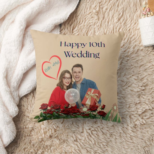 Cojín Decorativo 10º Aniversario de Boda (Manta)