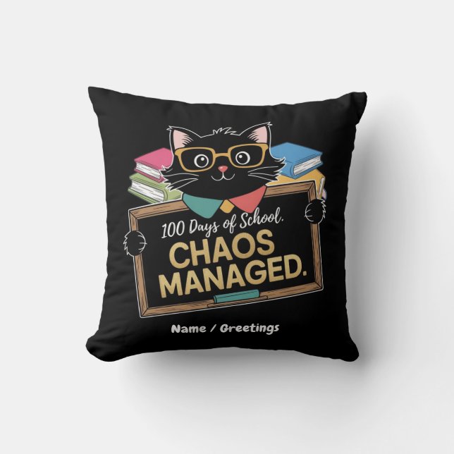 Cojín Decorativo 100 días de escuela cómo sobrevivió este divertido (Anverso)