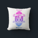 Cojín Decorativo 11 años del 11º aniversario de los bodas del acero<br><div class="desc">Usted puede personalizar los nombres de marido y mujer. Si desea alguna ayuda para personalizar este diseño, por favor siéntase libre de usar para pedirle a este diseño un botón, que está inmediatamente debajo de este texto. Un romántico aniversario boda diseñado para la gente que celebra 11 años de matrimonio....</div>