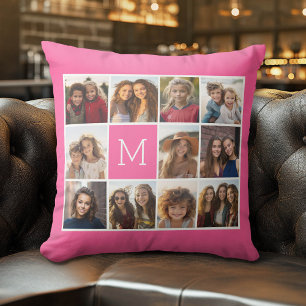 Cojín Decorativo 11 Colaje de Fotos - Cuadrícula Mínima con Texto