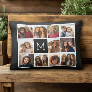 Cojín Decorativo 11 Cuadrícula de Colaje con Monograma