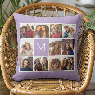 Cojín Decorativo 11 Cuadrícula de Colaje con Monograma