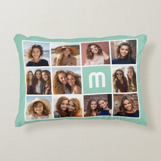 Cojín Decorativo 11 Nombre de la caja industrial Photo Grid - aqua (Anverso)