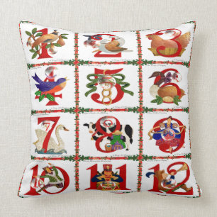 Cojín Decorativo 12 Días de Regalos de Impresión de Colcha de Navid