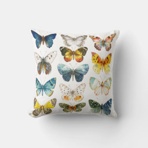 Cojín Decorativo 13 hermosas mariposas arte insecto acuarela