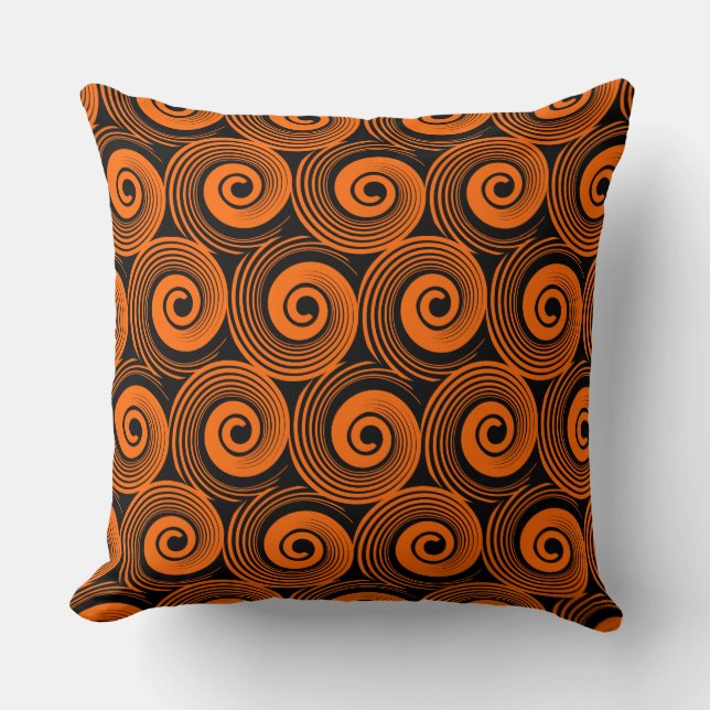 Cojín Decorativo 140216 Espirales - Naranja en negro (Anverso)