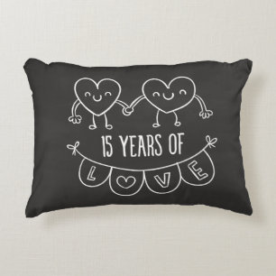 Cojín Decorativo 15° Aniversario Regalo Corazones de Chalk