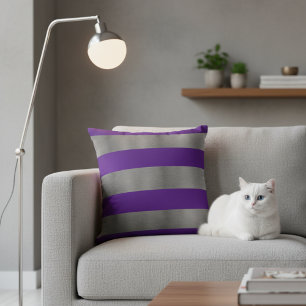 Cojín decorativo 16x16 para sofá gris - banda púrp