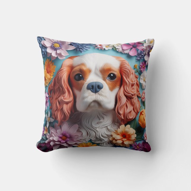 Cojín decorativo 16x16in - King Charles Spaniel (Anverso)
