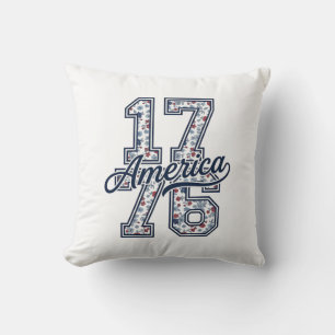 Cojín Decorativo 1776 América Floral Patriótico Vintage Diseño Vect