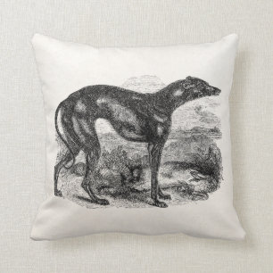 Cojín Decorativo 1800s del perro del galgo del vintage - perros de