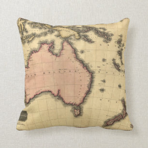 Cojín Decorativo 1818 mapa de Australasia - Australia, Nueva