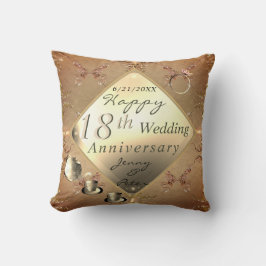 Cojín Decorativo 18° aniversario de Boda ojo de gato porcelano