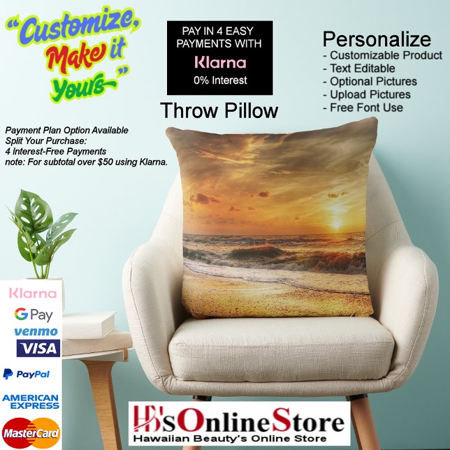 Cojín decorativo 18 Sunset Beach Polyester (Sunset Beach Square Polyester Large Pillow 18.)