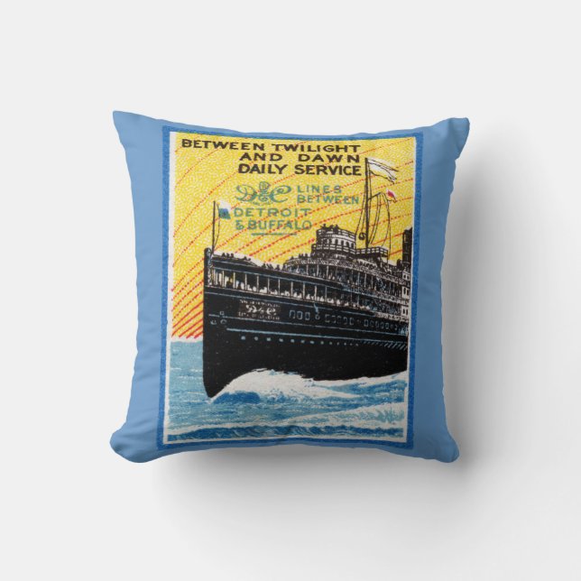 Cojín Decorativo 1910 Detroit a Buffalo Steamship (Anverso)