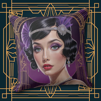 Cojín Decorativo 1920s Cocktail Elegance Flapper Girl Throw Pillow