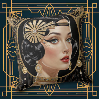 Cojín Decorativo 1920s Cocktail Elegance Flapper Girl Throw Pillow