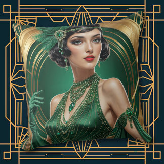 Cojín Decorativo 1920s Cocktail Elegance Flapper Girl Throw Pillow