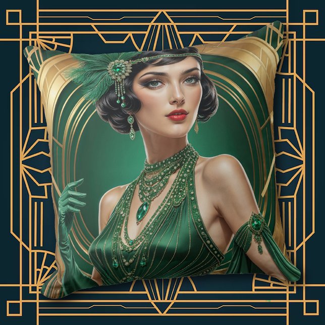 Cojín Decorativo 1920s Cocktail Elegance Flapper Girl Throw Pillow (Subido por el creador)