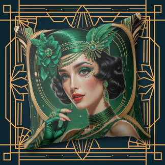 Cojín Decorativo 1920s Cocktail Elegance Flapper Girl Throw Pillow