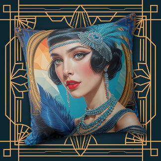Cojín Decorativo 1920s Cocktail Elegance Flapper Girl Throw Pillow