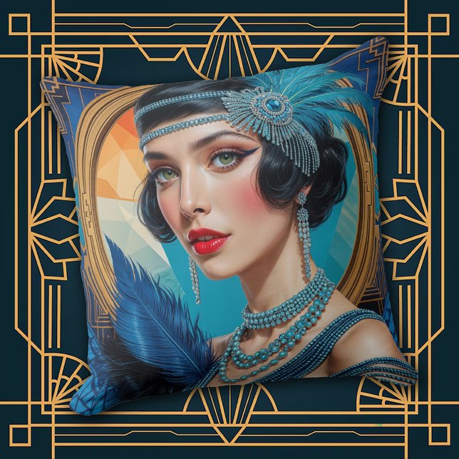 Cojín Decorativo 1920s Cocktail Elegance Flapper Girl Throw Pillow (Subido por el creador)