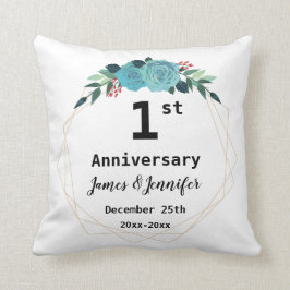 Cojín Decorativo 1.ᵉʳ Aniversario Boda Nombres y año personalizados