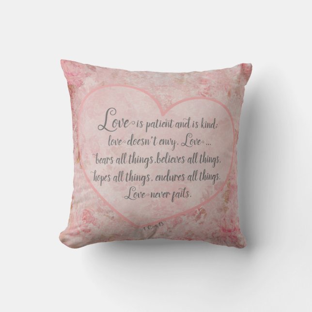 Cojín Decorativo 1 Cor. 13 - El amor es paciente, amable, nunca fal (Anverso)