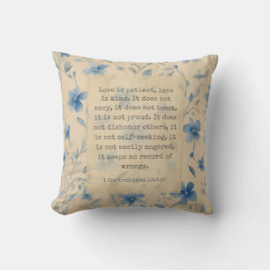 Cojín Decorativo 1 Corintios 13:4–5 El Amor Es Paciente Floral