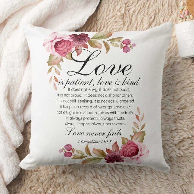 Cojín Decorativo 1 Corintios 13:4-8 El amor es la bíblica floral de (Manta)