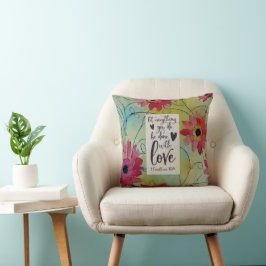 Cojín Decorativo 1 Corintios 16 14 Todo en amor Biblia Verse