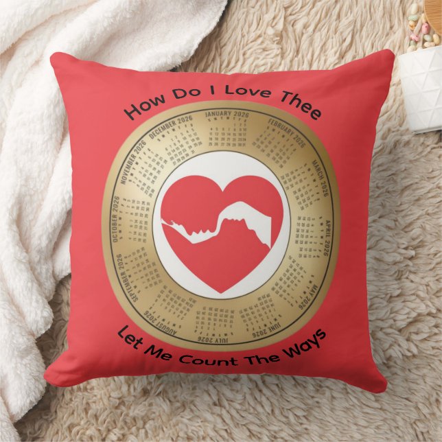 Cojín Decorativo 2026 Calendar Lovers' How Do I Love Thee (Manta)