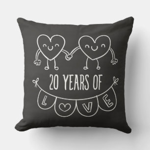 Cojín Decorativo 20.º Aniversario Gift Chalk Hearts