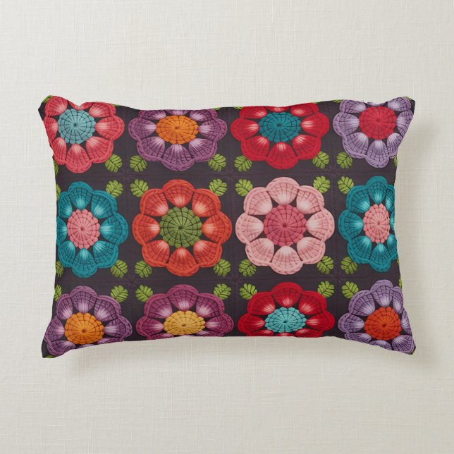 Cojín Decorativo  20 Daisy Floral Pillow Cover - Black Decorative  (Anverso)