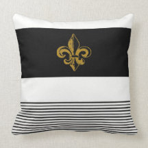 20 X 20 FLEUR DE LIS PILLOW NEGRO Y BLANCO