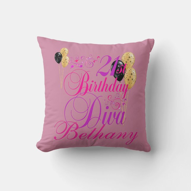 Cojín Decorativo 21ro AMORTIGUADOR del CUMPLEAÑOS (Anverso)