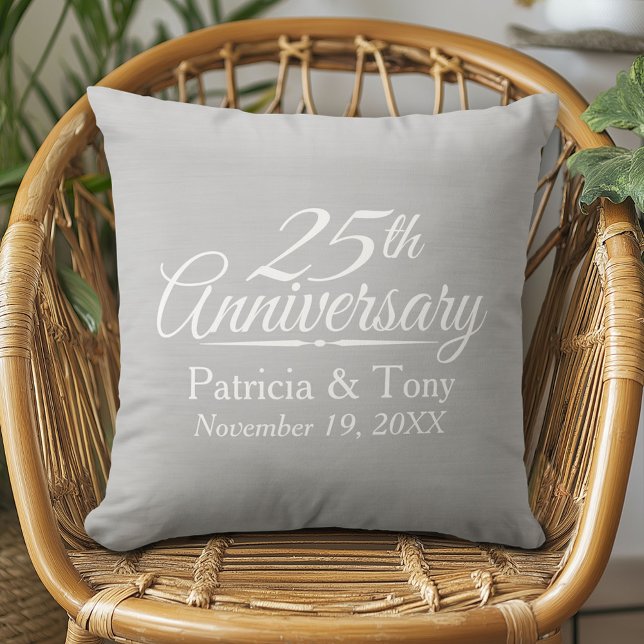 Cojín Decorativo 25.º aniversario Boda personalizado (Custom Anniversary Pillow)