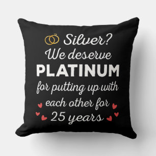Cojín Decorativo 25 Aniversario Boda I - Pareja Graciosa de Plata