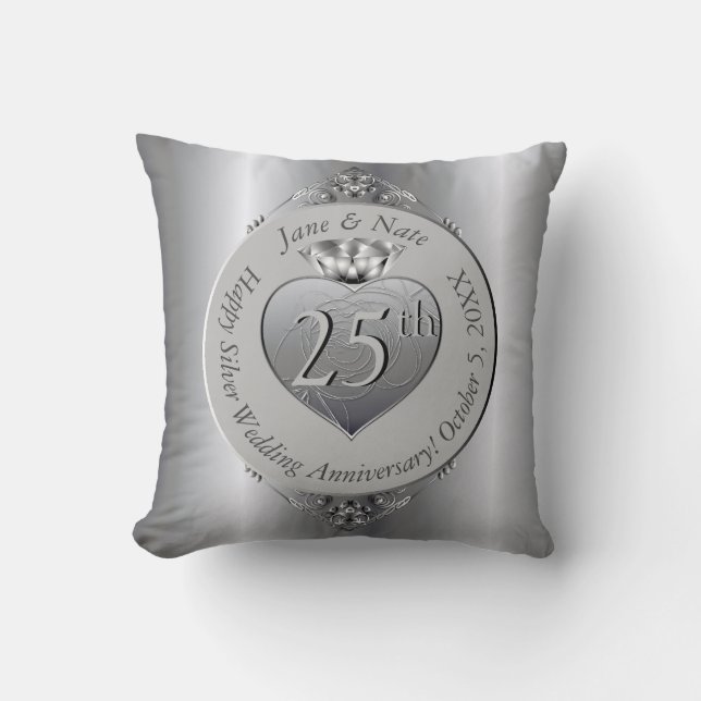 Cojín Decorativo 25° Aniversario del Boda de Plata (Anverso)