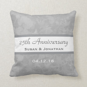 Cojín Decorativo 25to La plata del aniversario de boda muda sale de