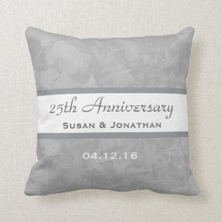 Cojín Decorativo 25to La plata del aniversario de boda muda sale de
