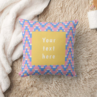 Cojín Decorativo 26036B Geométrico Zigzag Onda Rosa Azul Amarillo