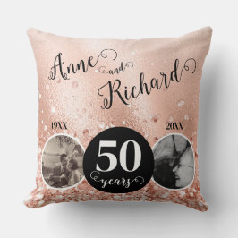 Cojín Decorativo 2 Aniversario del Boda "Entonces y ahora" de la fo